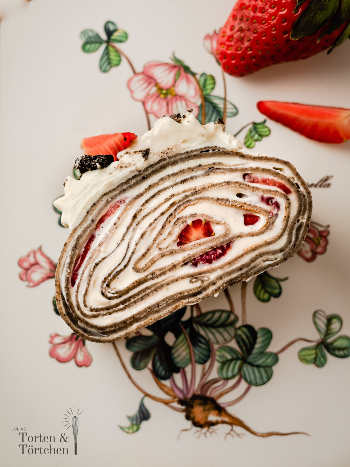 Erdbeer Oreo Cr Pe Rolle Crepe Roll Cake Korean Towel Cake