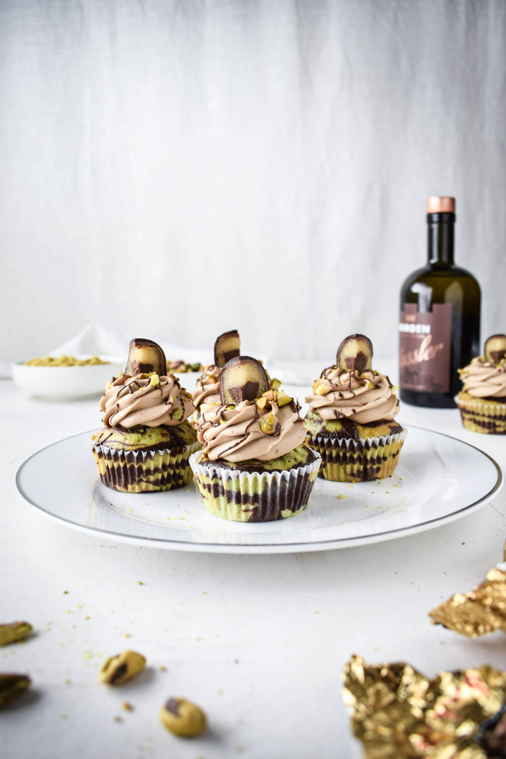 Mozartkugel Cupcakes mit Pistazien-Schoko Marmor Muffin