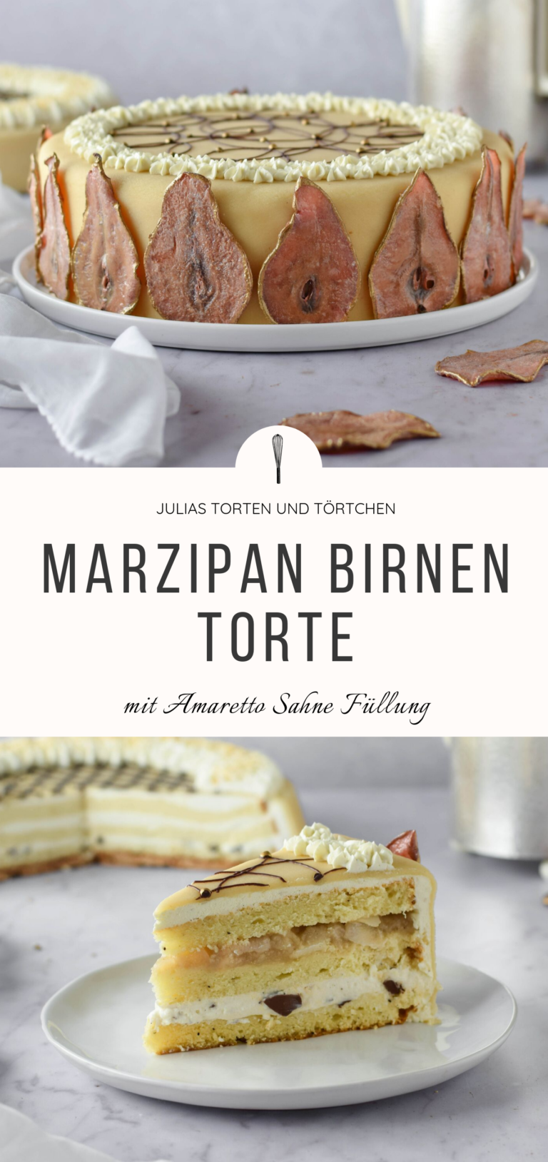 Marzipan Birnen Torte mit Amaretto Sahne 2 ⋆ Julias Torten und Törtchen