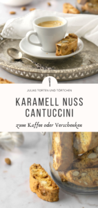 Karamell Nuss Cantuccini Einfaches Cantuccini Rezept mit Karamell und Mandeln, das Kaffee Gebäck schnell selbst machen. Für Cantuccini Nachtisch oder als Geschenk für Weihnachten verpacken #Cantuccini #Biscotti #Kaffee #Gebäck