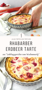 Einfaches und schnelles Rezept für saisonale Rhabarber Erdbeer Tarte. Besser als Rhabarberkuchen! #Rhabarber #Erdbeer #Tarte #saisonal