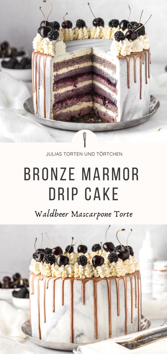 Bronze Marmor Drip Cake Rezept ⋆ Julias Torten und Törtchen