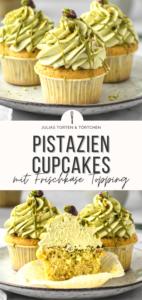 Einfaches Rezept für fluffige Pistazien Cupcakes mit Vanille und Frischkäse Topping. #Cupcakes #Muffins #Rezept #Torte #Kuchen #Pistazien